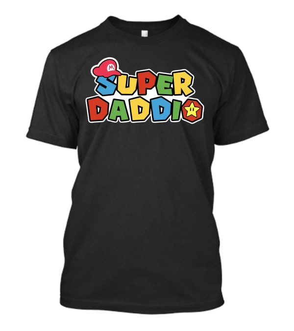 SUPER DADDIO Mario Style Father's Day Star Icons T-Shirt