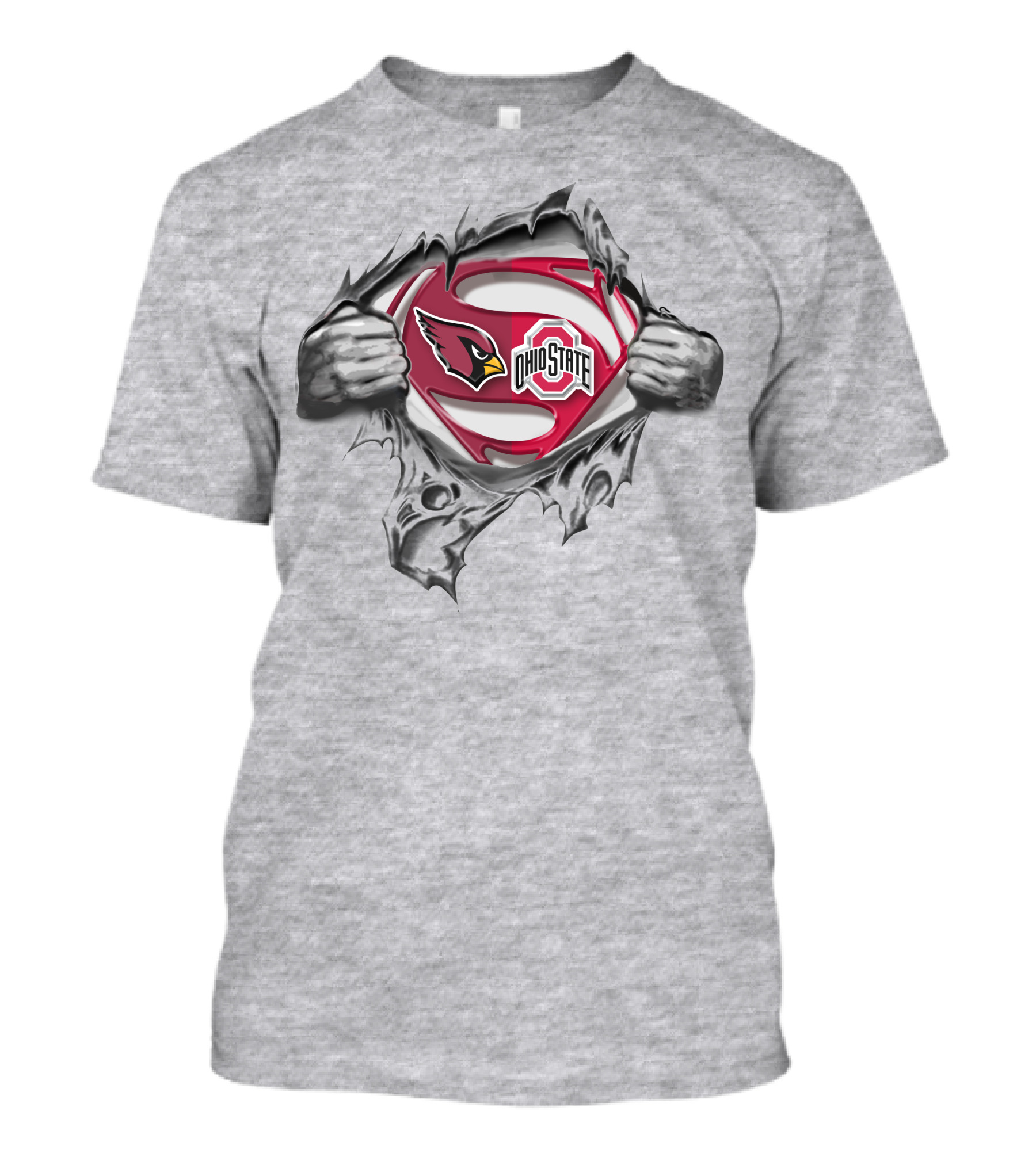 Arizona Cardinals Ohio State Buckeyes Superman Logo Tear Open Combo T-Shirt