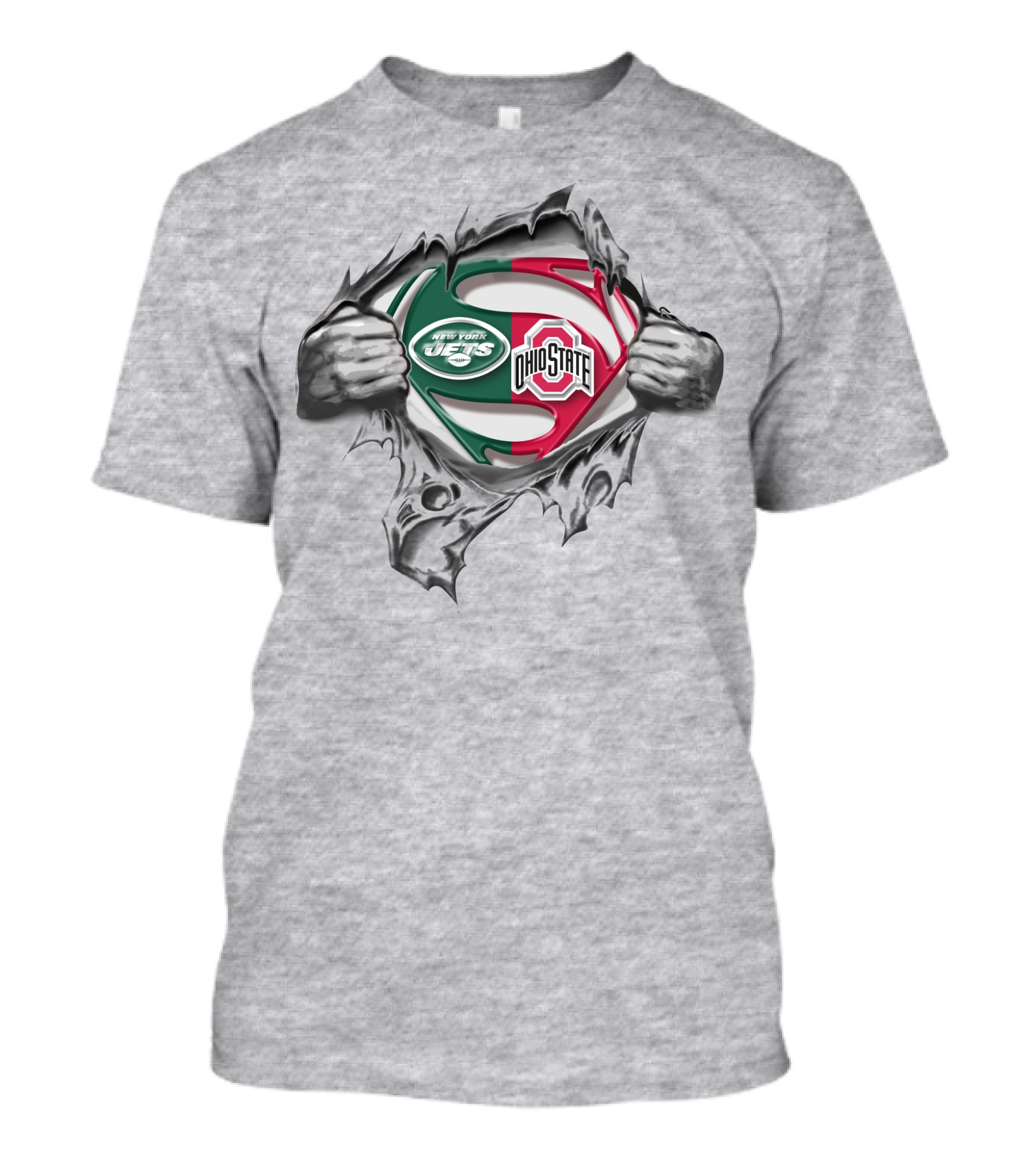 New York Jets Ohio State Buckeyes Superman Logo Crossover T-Shirt