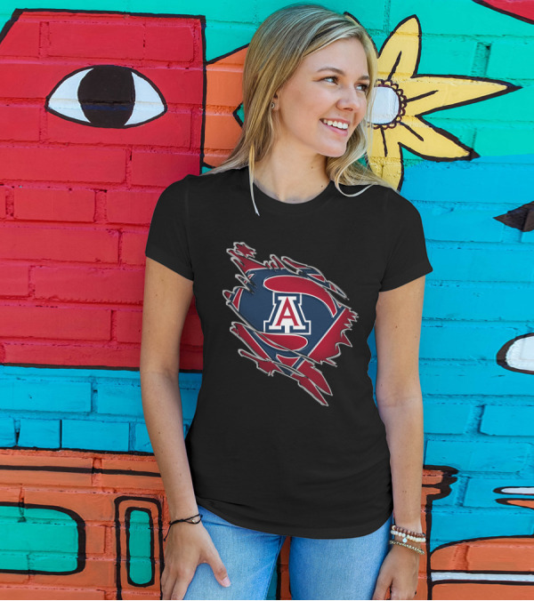 Arizona Wildcats Super Man Logo Emblem T-Shirt