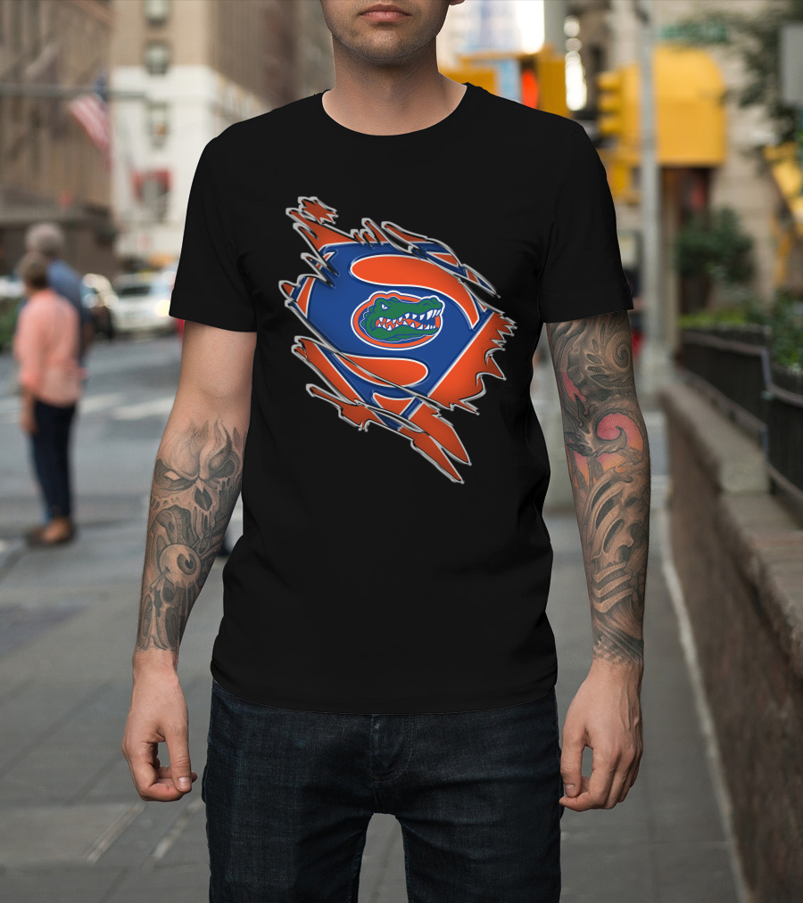 Florida Gators Super Man Logo With Alligator Emblem T-Shirt