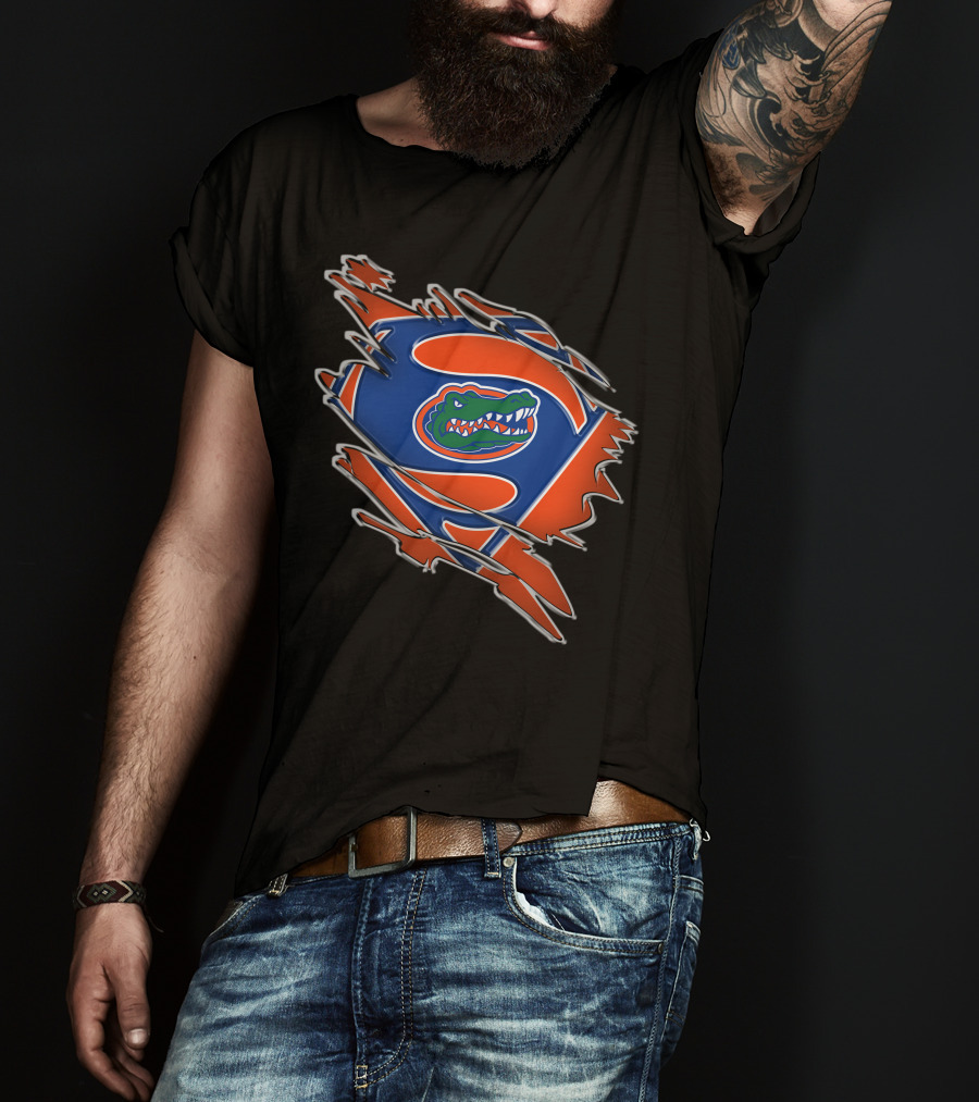 Florida Gators Super Man Logo With Alligator Emblem T-Shirt
