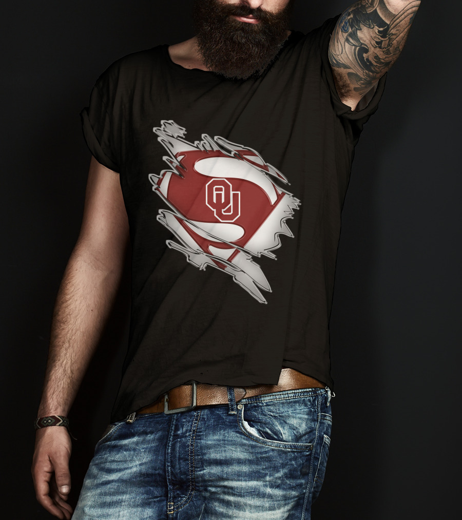 Oklahoma Sooners Superman OU Logo Emblem T-Shirt
