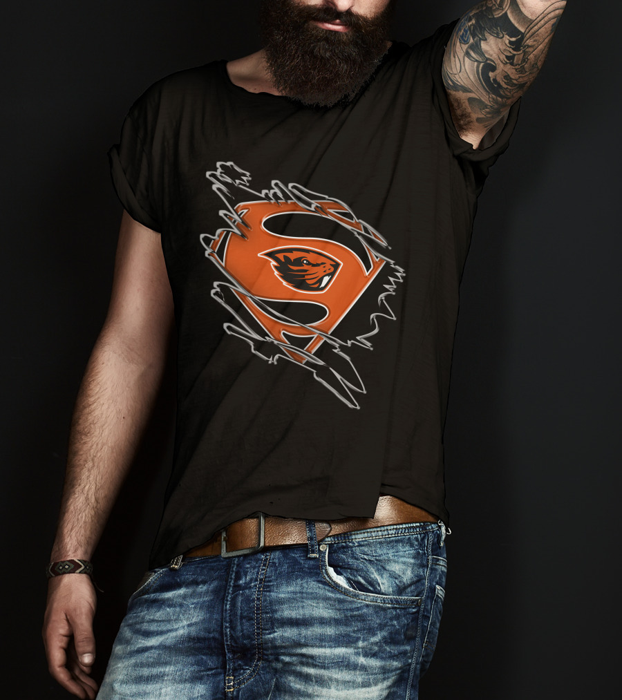 Oregon State Beavers Superman Logo Rip T-Shirt