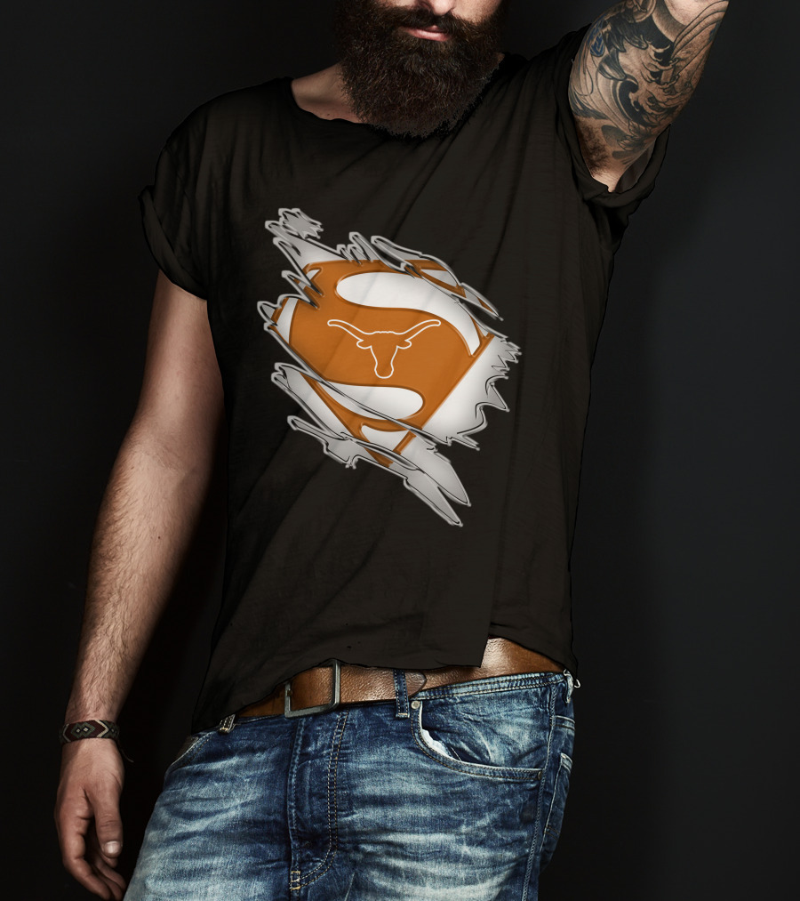 Texas Longhorns Superman Logo Rip T-Shirt