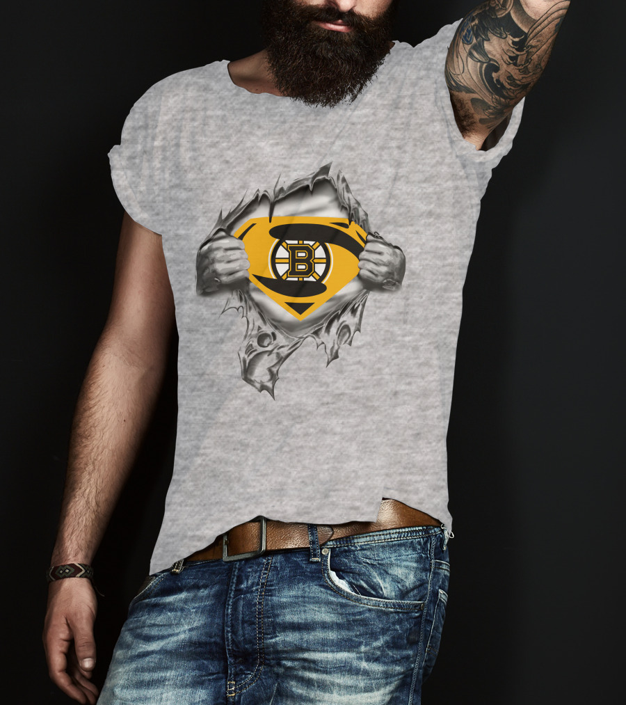 Boston Bruins Superman Logo Reveal T-Shirt
