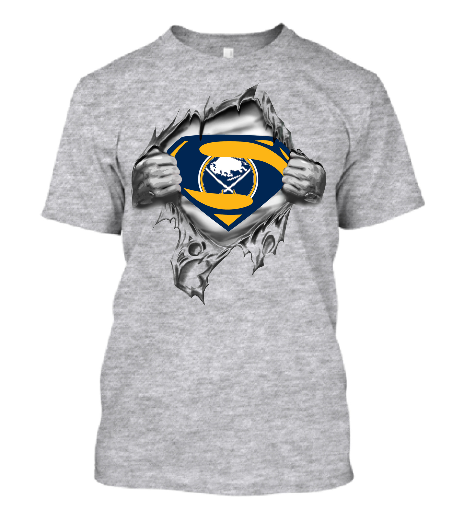Buffalo Sabres Superman Logo Emblem With Torn Effect T-Shirt