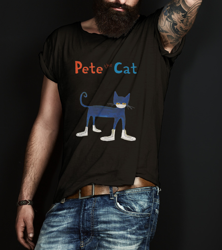 Pete The Cat Wearing White Mask And Sneakers T-Shirt