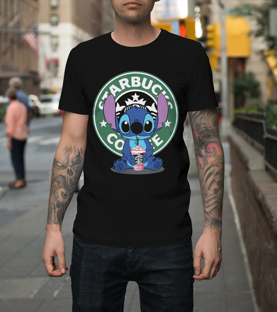 Stitch Drinking Starbucks Coffee T-Shirt