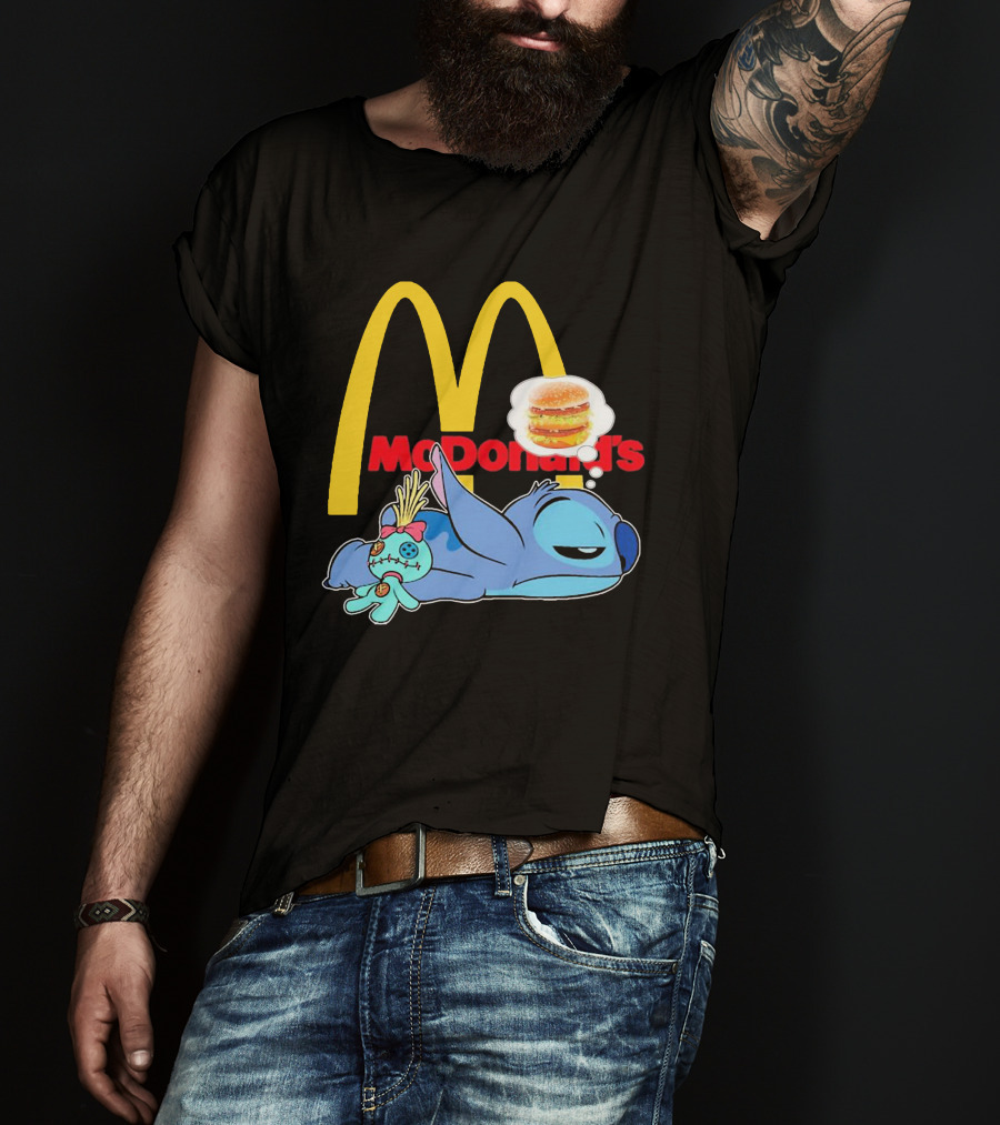 Stitch Sleeping Under McDonald's Golden Arches Dreaming Of Burger T-Shirt