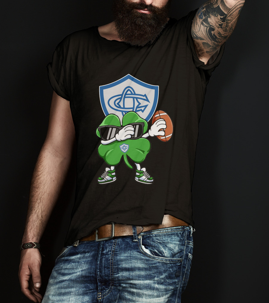 Castres Olympique Mascot Holding Football With Club Logo Shield T-Shirt