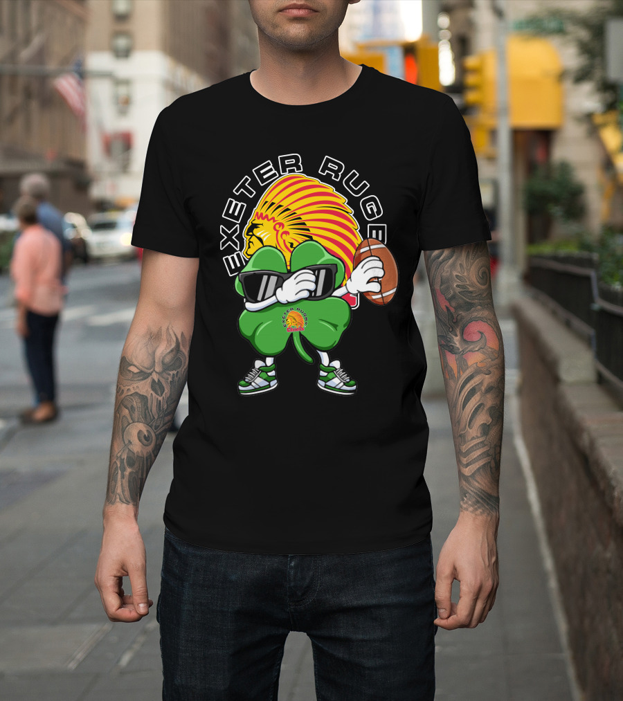 Exeter Rugger Chiefs Shamrock with Sunglasses and Rugby Ball T-Shirt