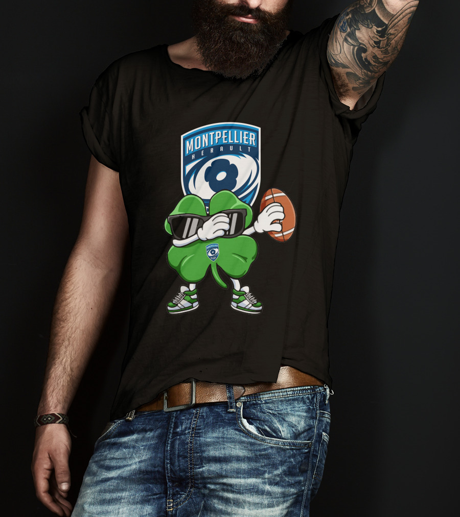 Montpellier Hérault Rugby Cool Clover Football Character T-Shirt