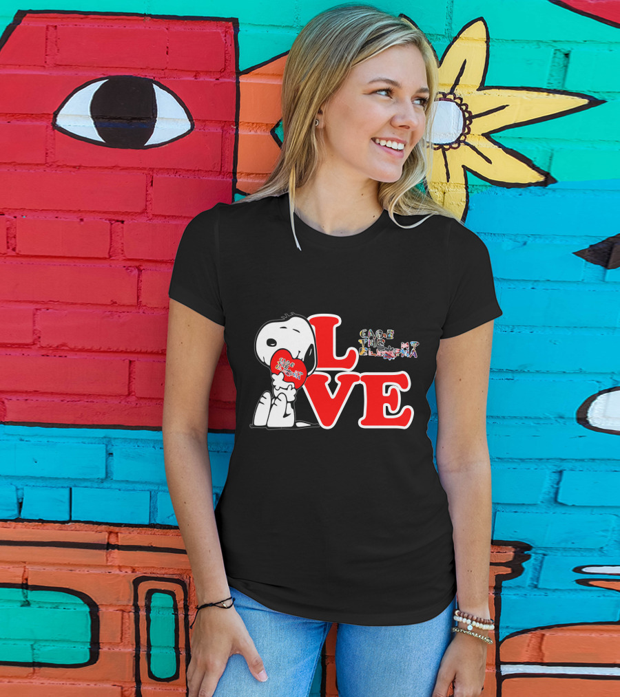 LOVE Snoopy With Cage The Elephant Heart T-Shirt