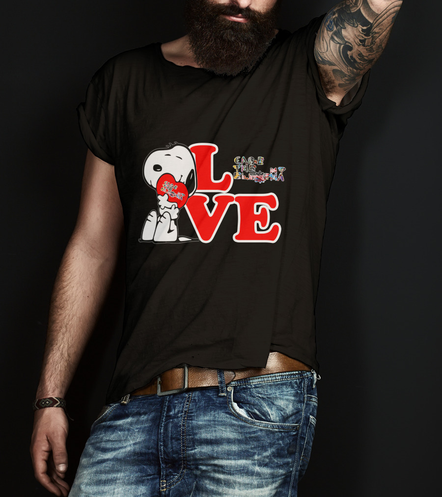 LOVE Snoopy With Cage The Elephant Heart T-Shirt