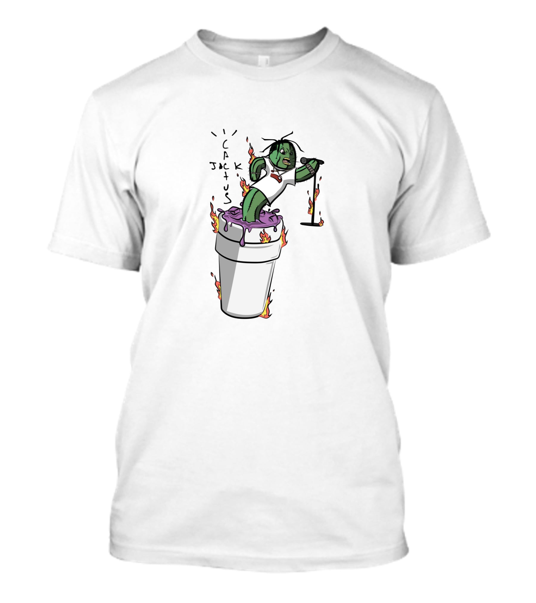 Cactus Jack Skiing Cactus On Fire Cup Cartoon T-Shirt