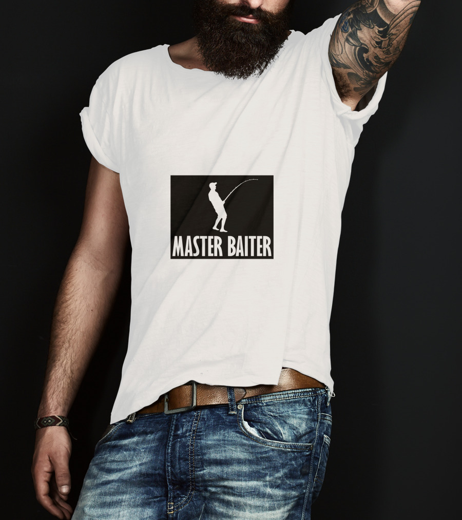 Master Baiter Fishing Silhouette Joke T-Shirt