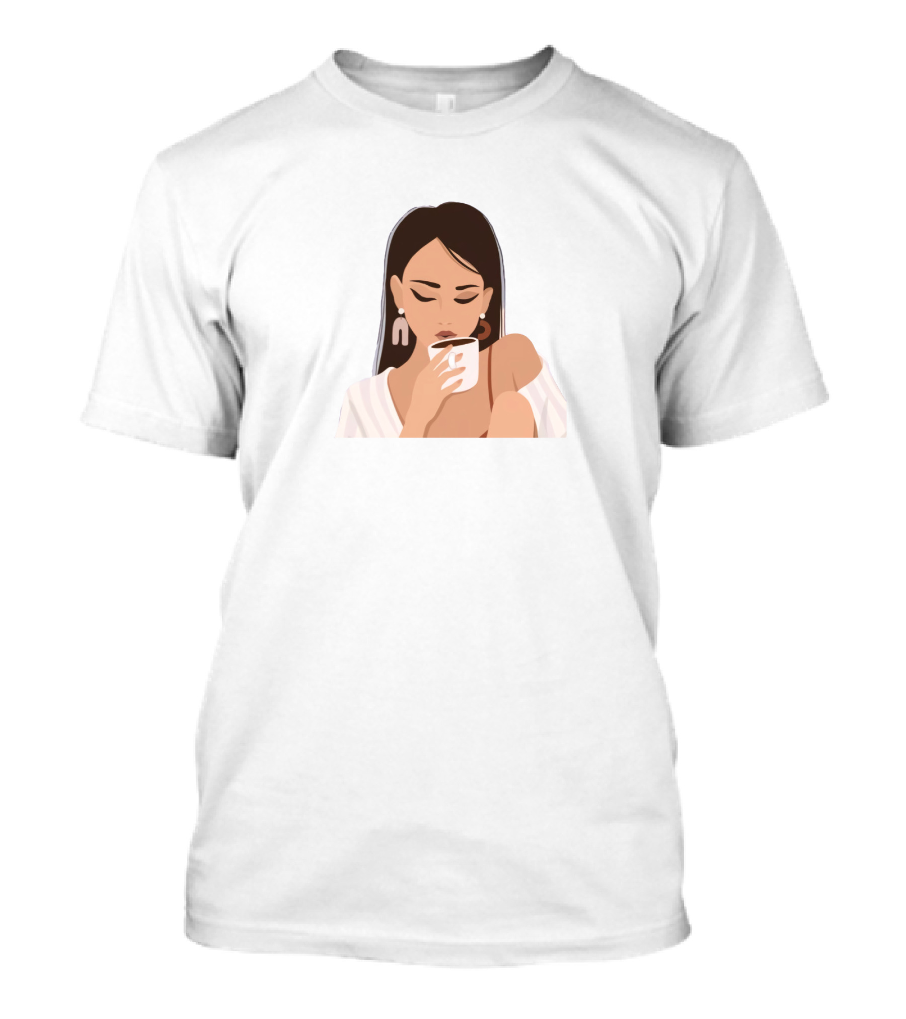 Tana Mongeau White Shirt Female Drinking Coffee T-Shirt