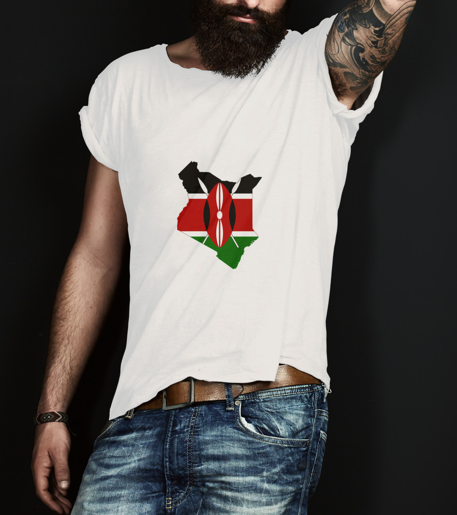 Kenya Flag Map Emblem Badge T-Shirt