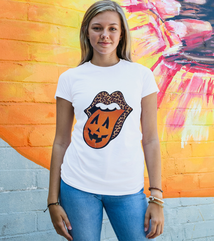 Rolling Pumpkin Leopard Tongue Jack-O'-Lantern T-Shirt