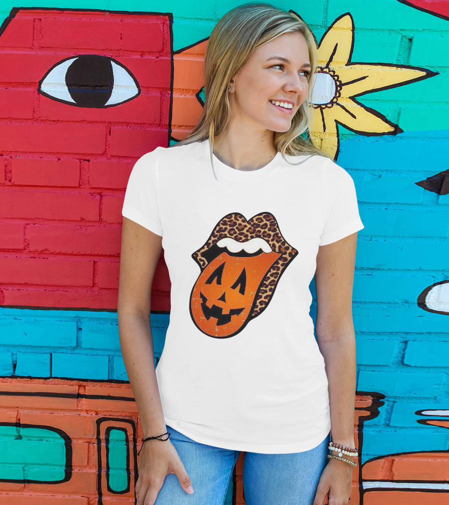 Rolling Pumpkin Leopard Tongue Jack-O'-Lantern T-Shirt