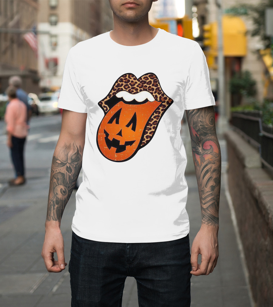 Rolling Pumpkin Leopard Tongue Jack-O'-Lantern T-Shirt