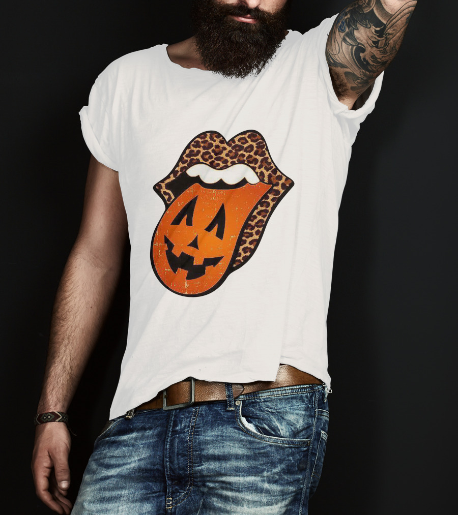 Rolling Pumpkin Leopard Tongue Jack-O'-Lantern T-Shirt