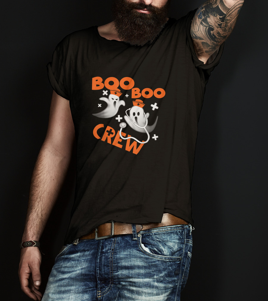 Boo Boo Crew Funny Halloween Ghost Nurse Pumpkin T-Shirt