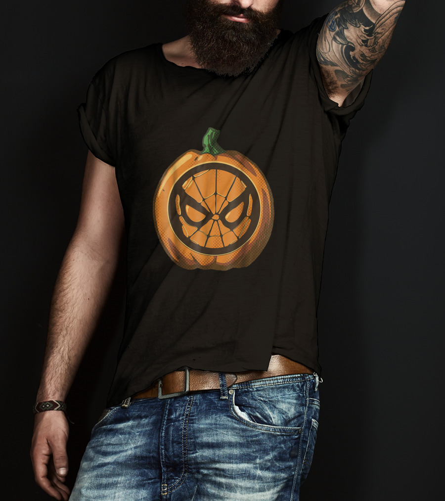 Marvel Spider Man Pumpkin Halloween Face T-Shirt