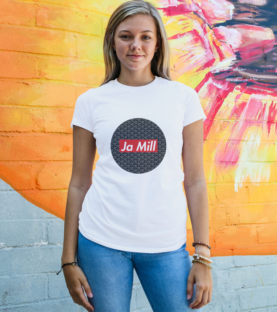 Ja Mill Red Typography On Black Patterned Circle T-Shirt
