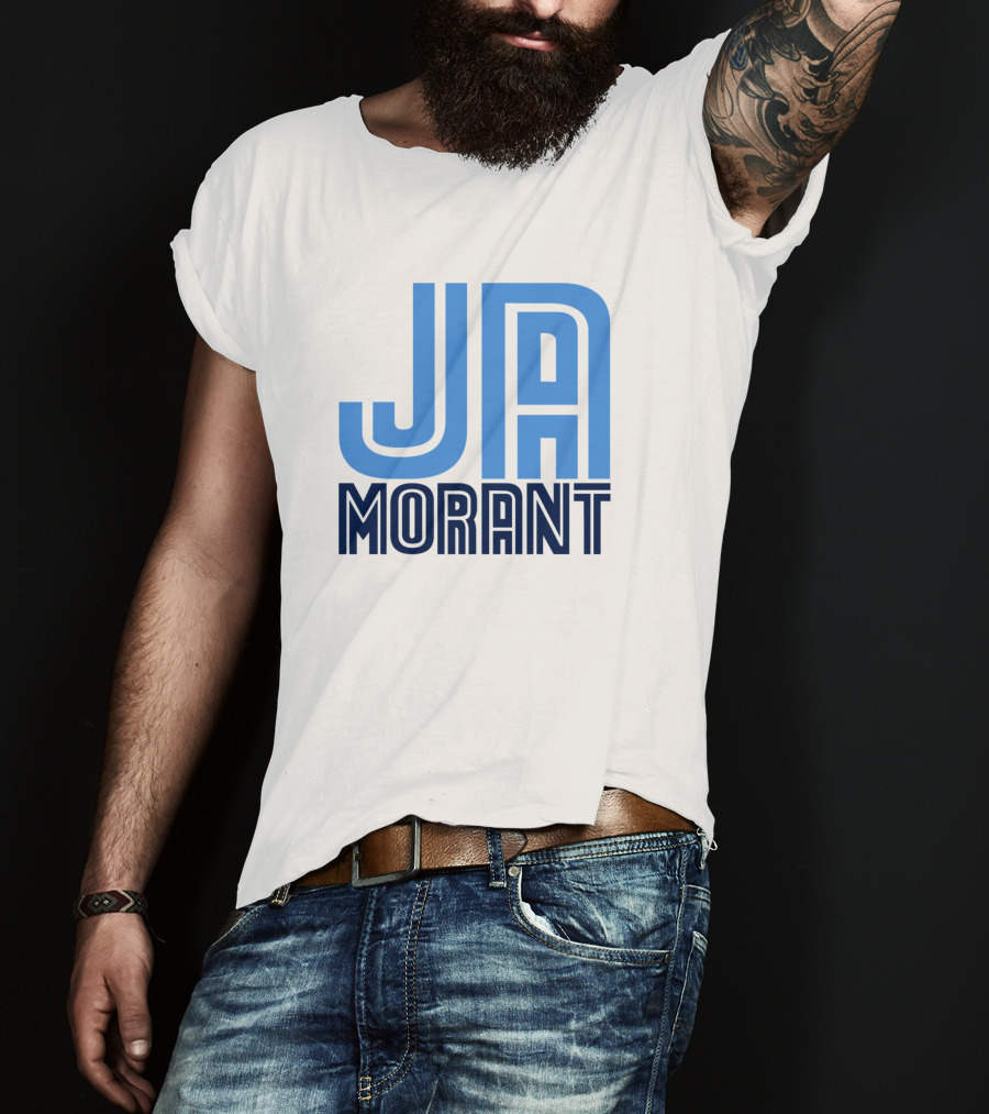Ja Morant Memphis Basketball Blue Text T-Shirt