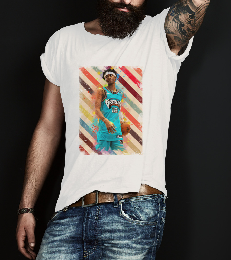 Ja Morant Grizzlies Basketball Vintage Stripes T-Shirt