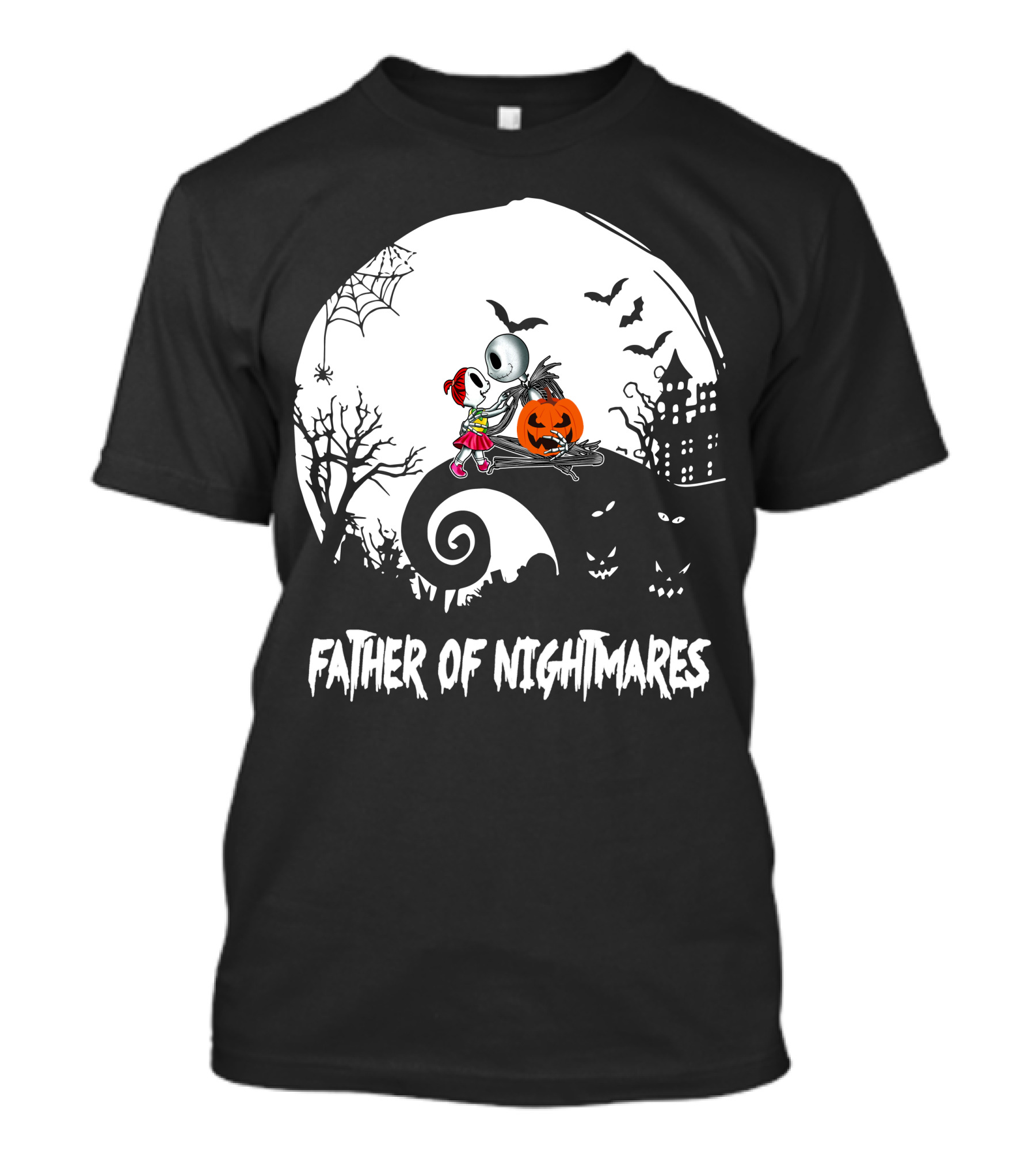 Father Of Nightmares Halloween Scene With Pumpkin And Skeleton T-Shirt