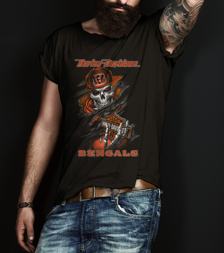 Harley Davidson Bengals Skull Logo 2020Cbe T-Shirt