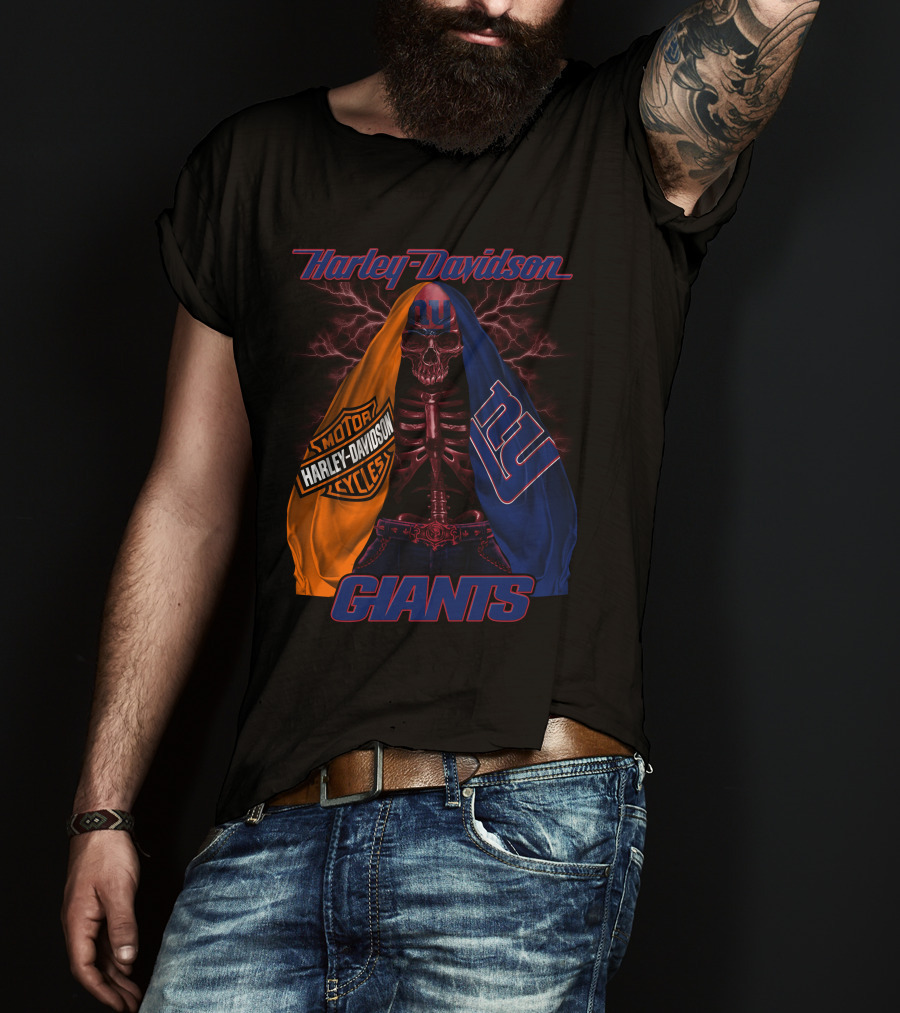 Harley Davidson New York Giants Motorcycles Hd0903 T-Shirt
