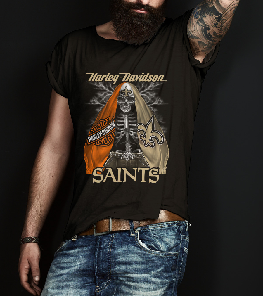 Harley Davidson Motorcycles New Orleans Saints T-Shirt