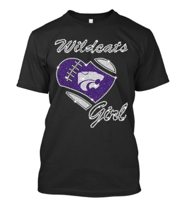 Wildcats Girl Kansas State Heart Football T-Shirt