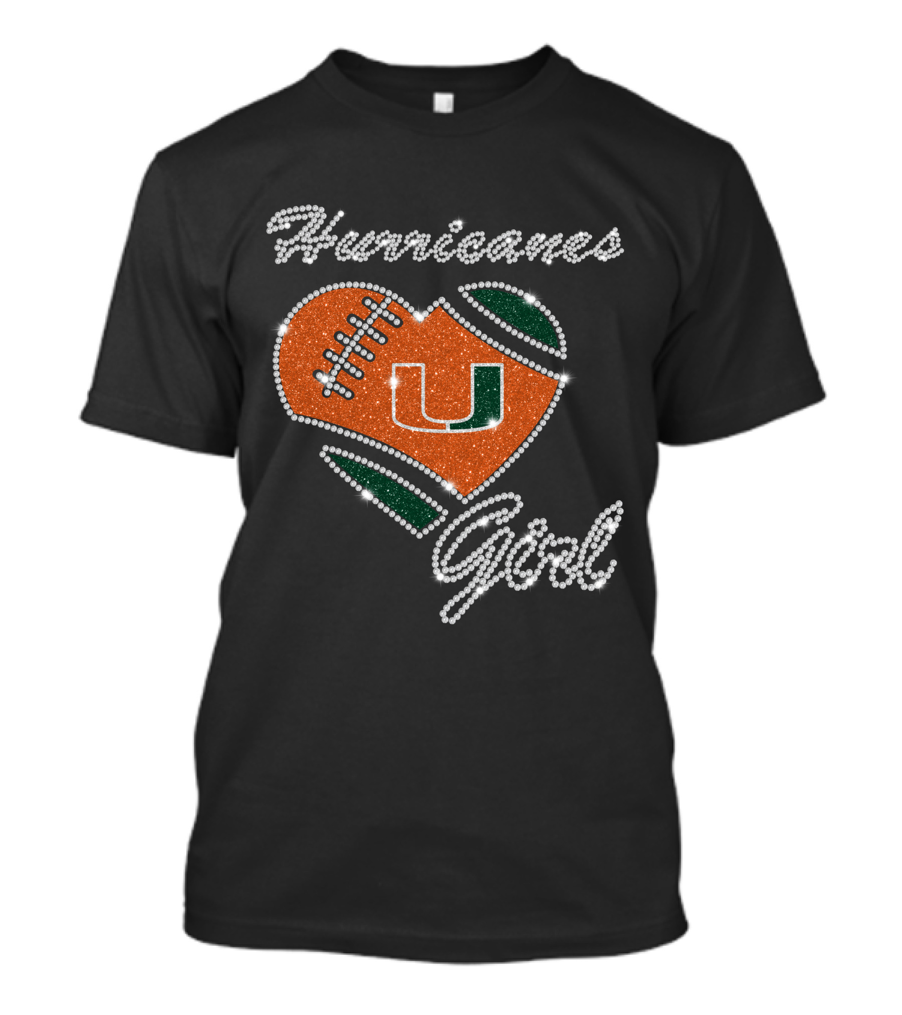 Hurricanes Girl Miami Hurricanes Heart Football U T-Shirt