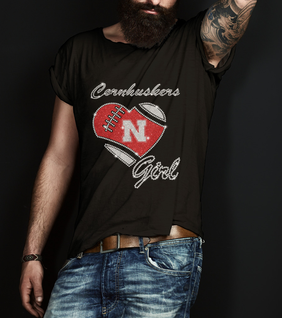 Cornhuskers Girl N Nebraska Football Heart T-Shirt