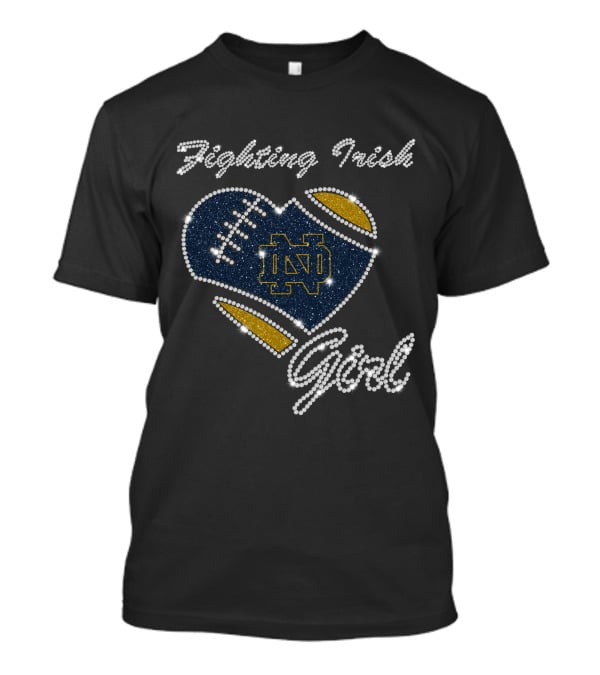 G1003 Notre Dame Fighting Irish Football Heart Girl T-Shirt