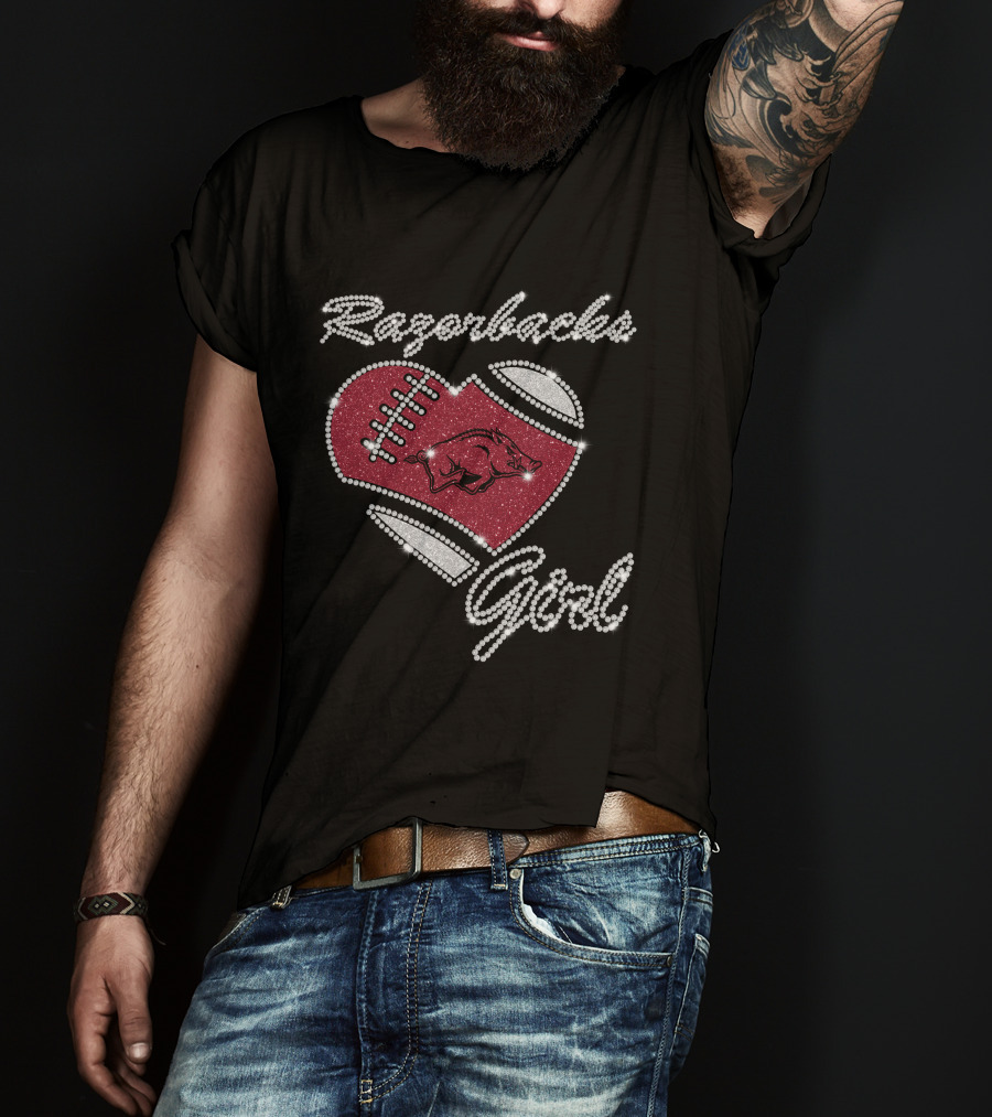 Razorbacks Girl Arkansas Razorbacks Football Heart T-Shirt