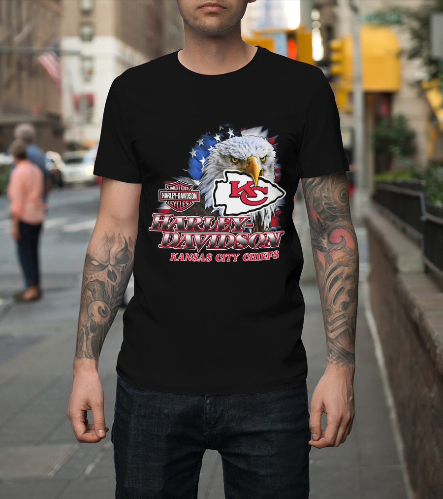 Harley Davidson Kansas City Chiefs Eagle Motorcycle Cycles T-Shirt