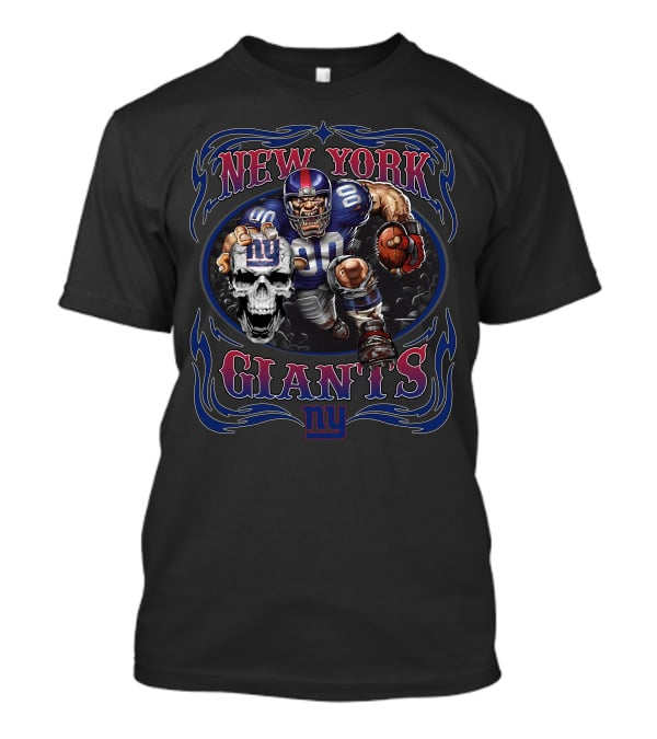 New York Giants Skull And Football Player T-Shirt