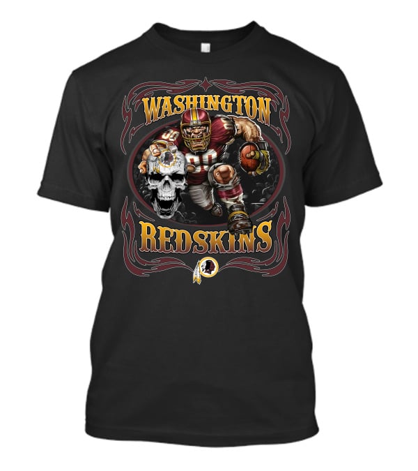 Washington Redskins Football Skull And Player Retro Style T-Shirt