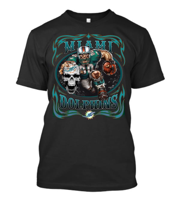 Miami Dolphins Nfl Football Skull And Player T-Shirt