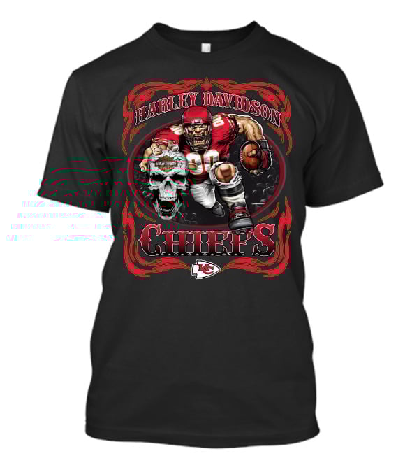 Harley Davidson Kansas City Chiefs Nfl Football Player Skull T-Shirt