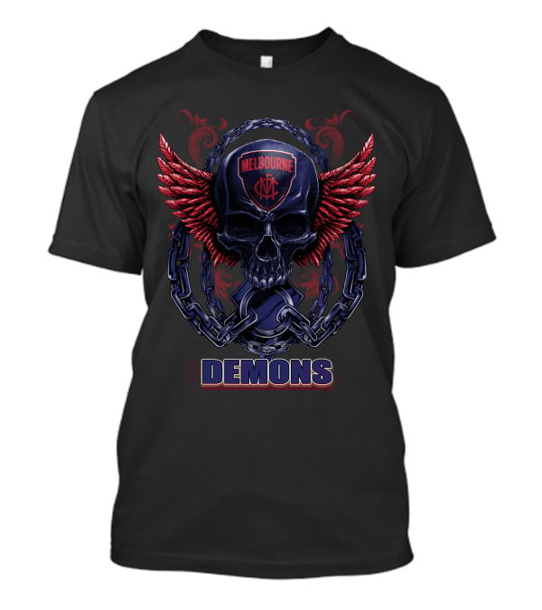 Melbourne Demons Skull With Red Wings And Chain T-Shirt