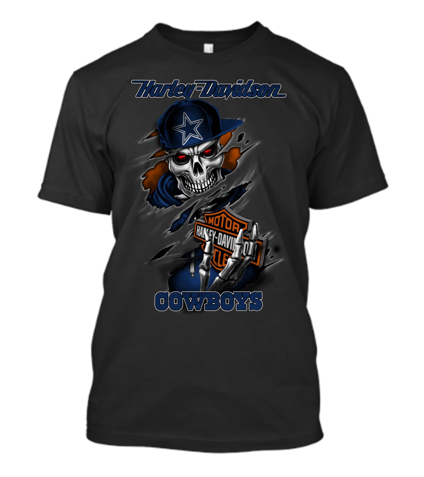Harley Davidson Cowboys Skull With Dallas Star T-Shirt
