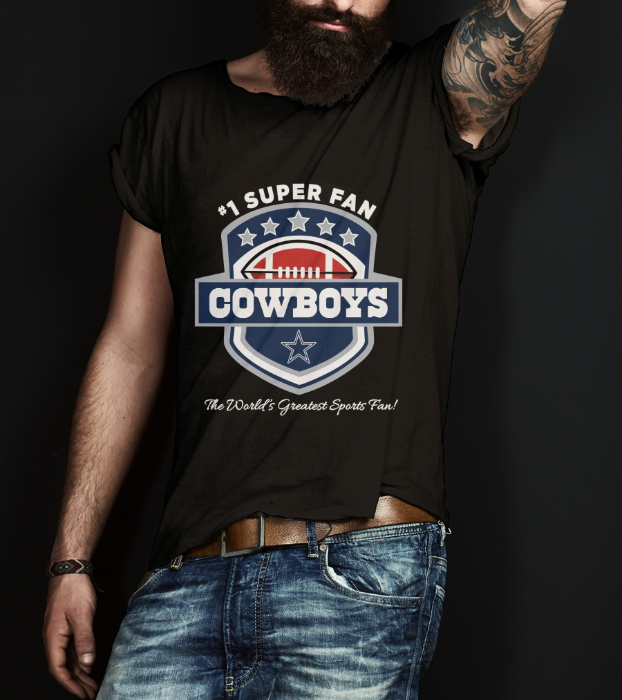 Dallas Cowboys Stars And Football Shield T-Shirt
