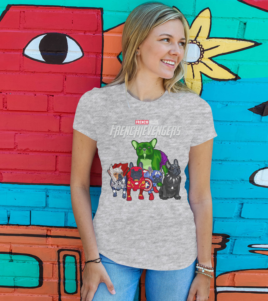 French Bulldog Frenchievengers Superhero Canine Team T-Shirt